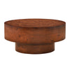 Sage 31.5 Inch Modern Round Burl Veneer Coffee Table with Drum Pedestal Base, Brown | Table basse ronde moderne Sage 31,5 pouces avec finition placage bois et base cylindrique, brun