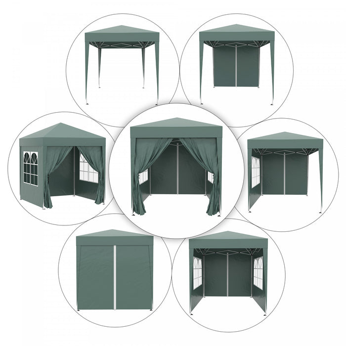 Outsunny 6.6'x6.6' Pop Up Gazebo Canopy Tent With Sidewalls, Instant Sun Shelter, With Carry Bag, For Outdoor, Garden, Patio, Green