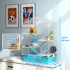 PawHut Large Hamster Cage, 5-Tier Small Animal House and Habitats for Gerbil Mice with Platforms, Food Bowl, Water Bottle, Hideout, Ramps & Exercise Wheel, Light Blue