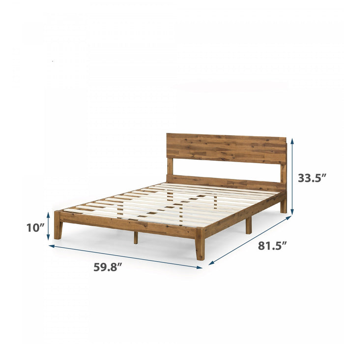 Julia Wood Platform Bed with Headboard - Queen Size