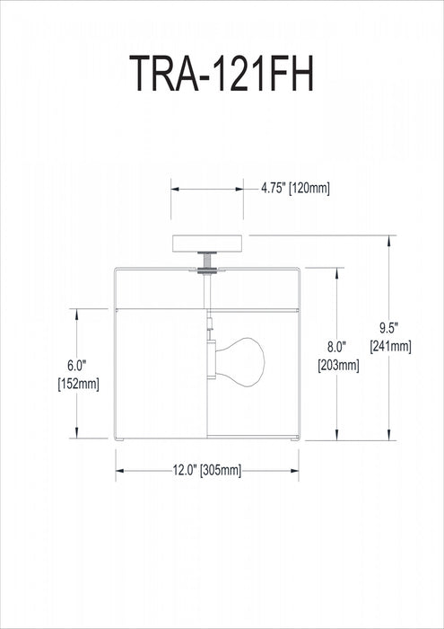 Dainolite Trapezoid 2 Light Flush Mount Drum Shaped Black/White Shade White Fabric Diffuser Lamp