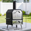 Outsunny Outdoor Pizza Oven with 12" Stone, Peel, Wood Fired 2-Layer Portable Stainless Steel Pizza Maker with Foldable Legs, Handles for Backyard Camping Party Picnic BBQ