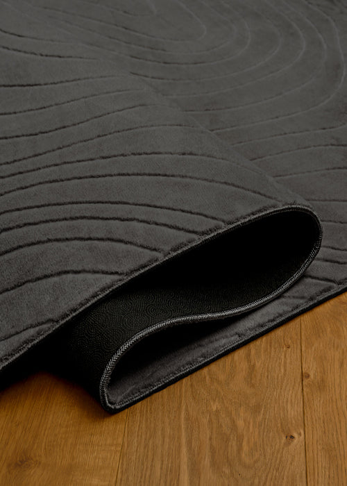 Somos Contemporary Charcoal Washable Rug 6'7\" x 9'0\" Indoor Area Rug