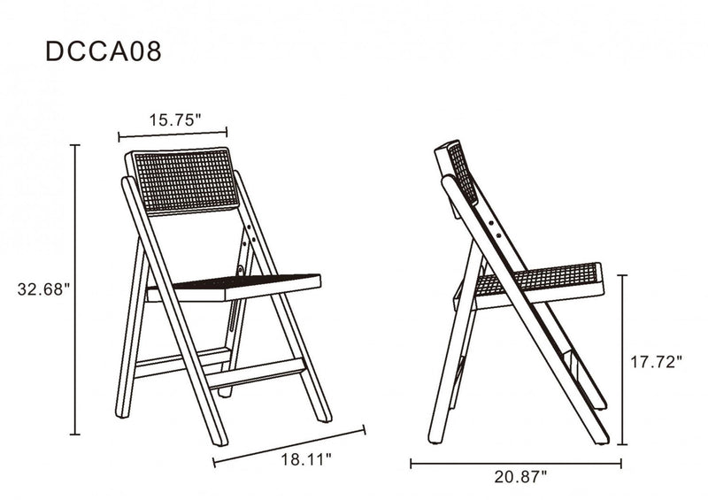 Pullman Industry Chic Wood Folding Chair in Black and Natural - Set of 4 Dining Chair