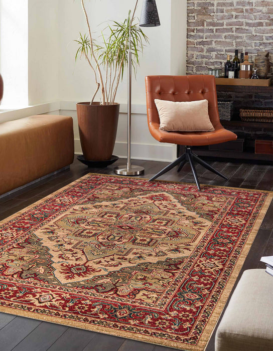 Lux Traditional 9'3\" x 12'6\" Area Rug in Ivory Indoor Area Rug