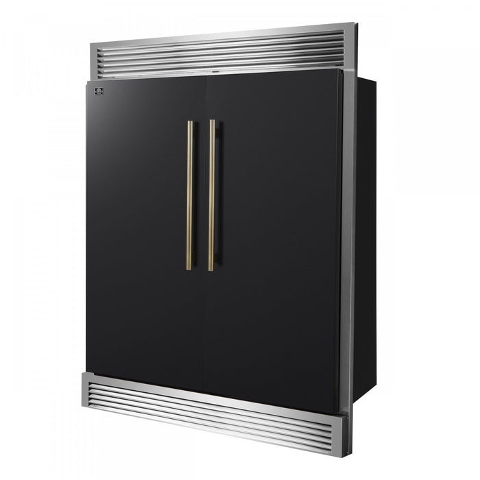 Forno Maderno 60 Inch Convertible Refrigerator/Freezer in Black, Trim Grill, 27.2 cu.ft - FFFFD1722-60SG-BLK