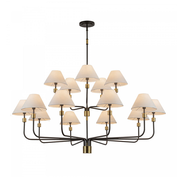 Providence 15 Light Chandelier, Black, Brushed Brass