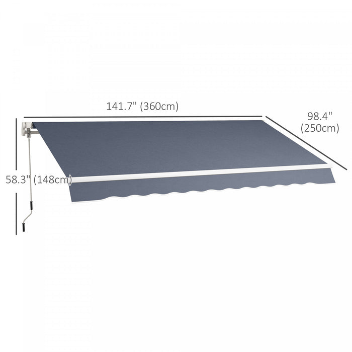 Outsunny 12' X 8' Retractable Awning Patio Awnings Sun Shade Shelter Grey