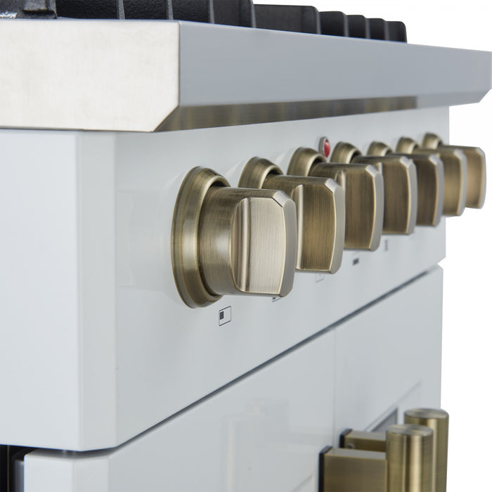 Forno Galiano 30\" French Door Dual Fuel Range, White, 4.32 cu. ft. - FFSGS6356-30WHT