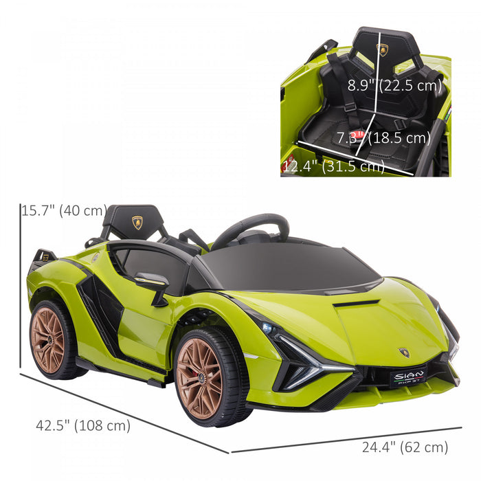 Aosom Compatible 12v Battery Powered Ride-On Kids Electric Ride On Car Toy With Parental Remote Control Music Lights Mp3 Green