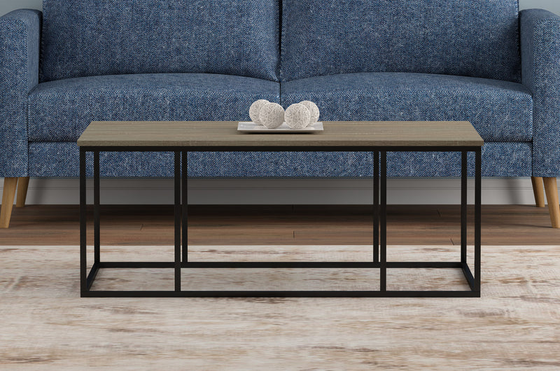 43” Coffee Table - Dark Taupe With Black Metal