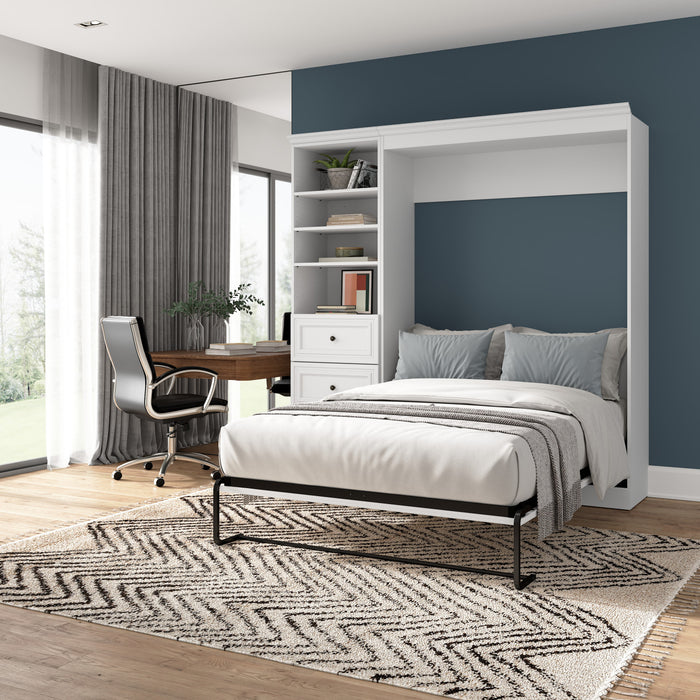 Bestar Versatile Full Murphy Bed Closet Organizer with Drawers (84 W) - White