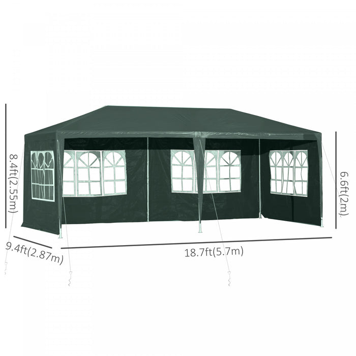 Outsunny 18.7' X 9.4' Party Tent, Portable Folding Wedding Tent, Garden Canopy Event Shelter, Outdoor Sunshade With 4 Removable Sidewalls, Green