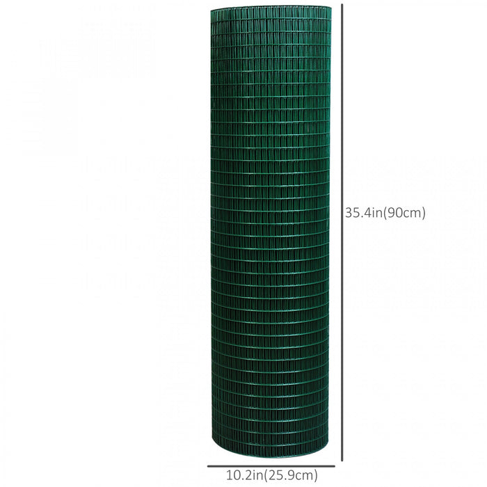 Pawhut Chicken Wire Fencing 98' X 3', 1\" X 0.5\" Rectangle Chicken Wire For Crafts Garden Poultry, Metal Hardware Cloth Netting For Chicken Coops, Rabbit Cage, Dark Green