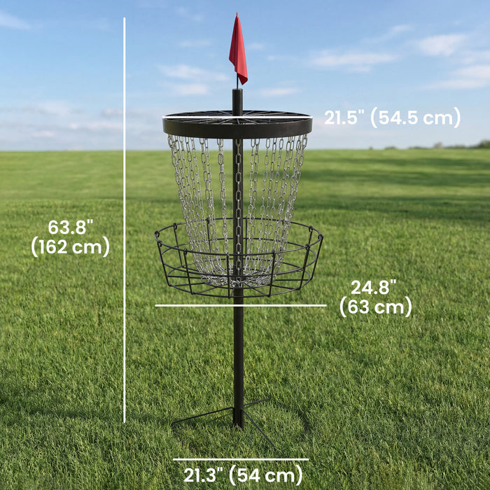 Soozier 24-Chain Portable Practice Basket for Disc Golf Target Stand, Easy Assembly & Lightweight Basket w/ Carry Bag, Black and Silver