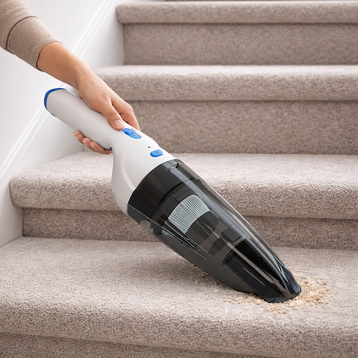 Panni 8V Cordless Hand Vacuum with USB Charging, Crevice Tool, Dusting Brush, White, H5012