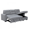 Asher 92 in. Fabric Sleeper Sectional with Storage Chaise and Channel-Tufted Arms - Grey | Asher 92 po. Sectionnel-lit en tissu avec chaise longue de rangement et accoudoirs touffete - Gris