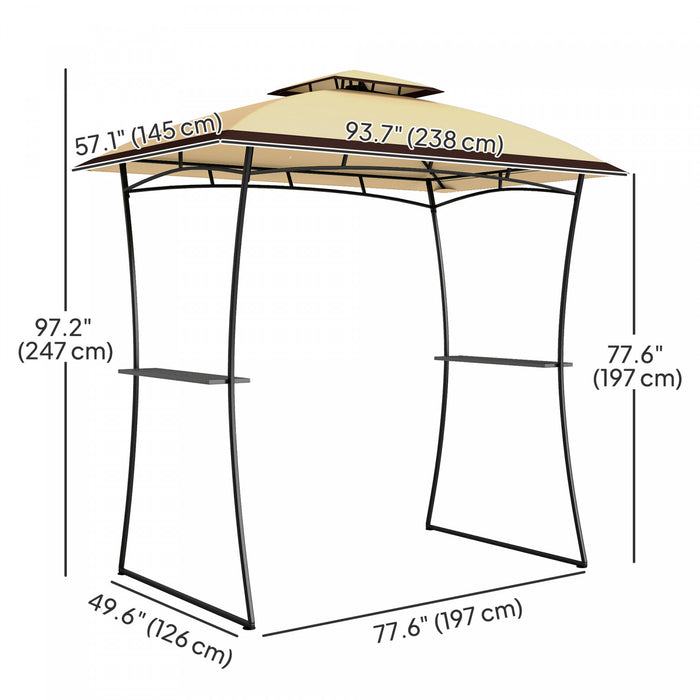 Outsunny 8' X 5' Grill Gazebo, Double Tiered Barbecue Gazebo, Beige