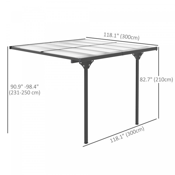Outsunny 10' X 10' Outdoor Hardtop Pergola Polycarbonate Roof Gazebo Grey