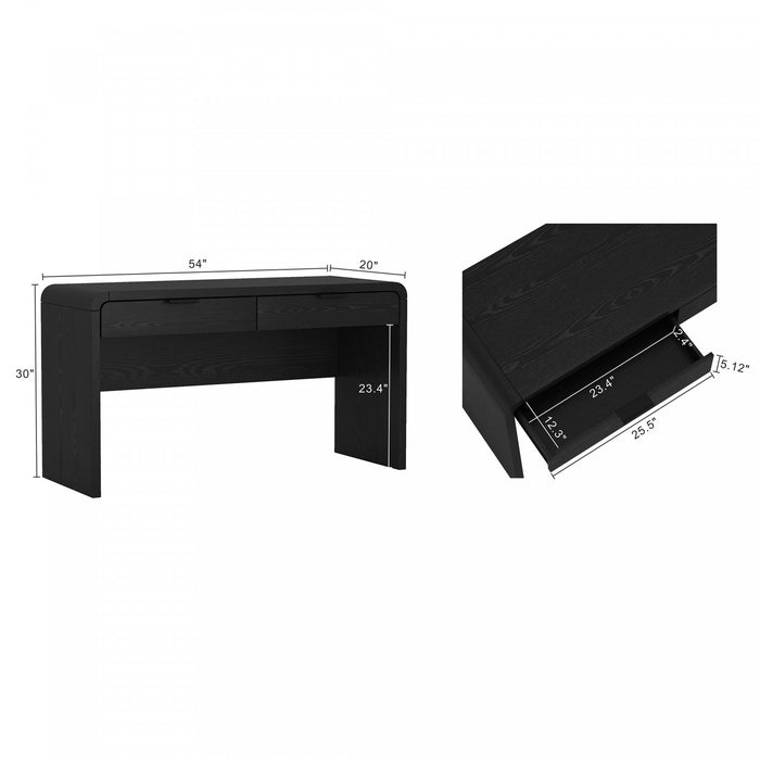 Grace Modern 54\" Office Desk in Black (2-Drawer)