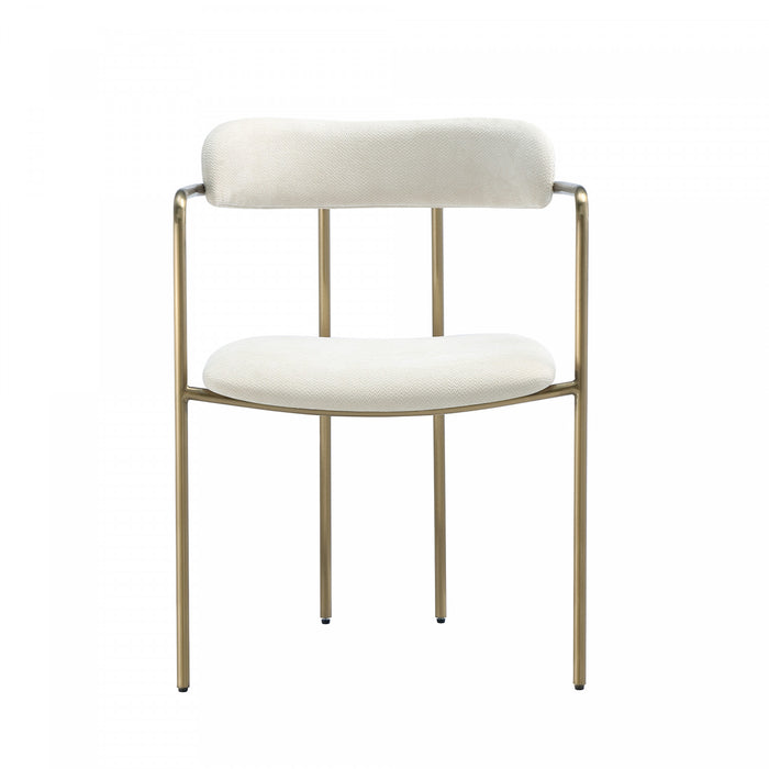 Serene Mid-Century Modern Metal Upholstered Dining Chair in Alabaster