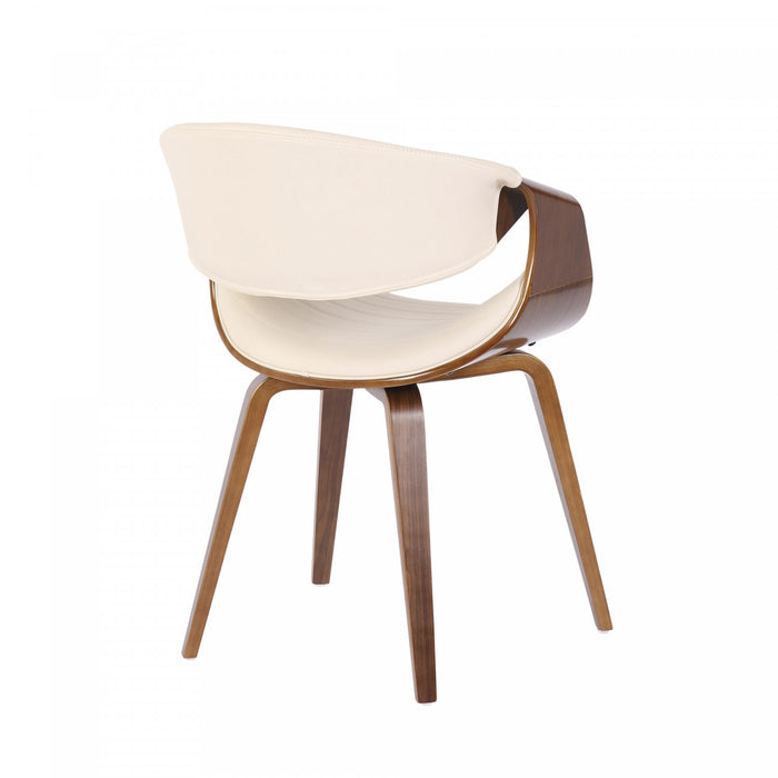 LumiSource Symphony Faux Leather Mid-Century Modern Dining Accent Chair - Walnut/Cream