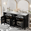 Felix 60 Inch Modern Double Bathroom Vanity with Ceramic Sink & Storage Cabinet, Black | Meuble de salle de bain double moderne Felix 60 pouces avec lavabo ceramique et rangement, noir