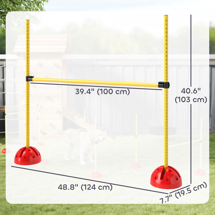 PawHut Dog Agility Training Equipment, 4 PCS Obstacle Course with Height Adjustable Jump Hurdle and Bag, Dog Agility Course for Backyard, Indoor, Outdoor, Yellow
