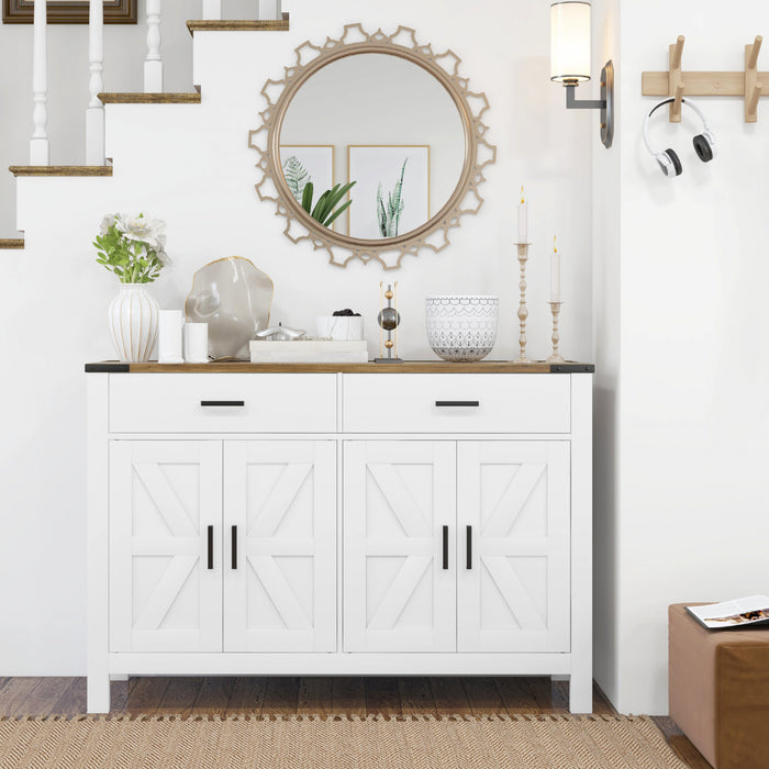 HOMCOM Sideboard Buffet Cabinet w/ Drawers and Shelves, Farmhouse Sideboard