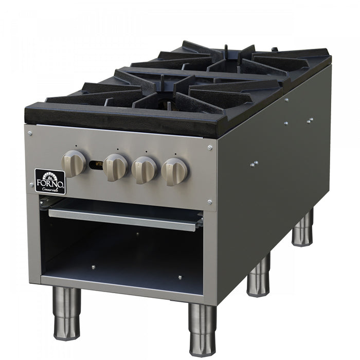 FORNO Commerciale Gas Stock Pot, 2 Burners, 160,000 BTU, Stainless Steel - FCMSP0094-18