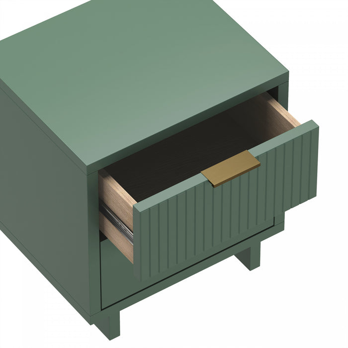 Elara Contemporary 18\" Solid Wood Nightstand in Sage Green (2-Drawer)