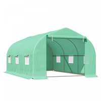 Outsunny 15' X 10' X 7' Walk-in Greenhouse Outdoor Plant Tunnel Warm Hot House W/ Roll Up Door And 6