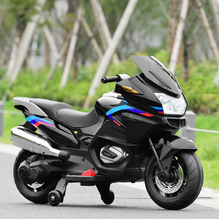 Costway 12v Kids Ride On Motorcycle Electric Motor Bike W/ Training Wheels & Light Black