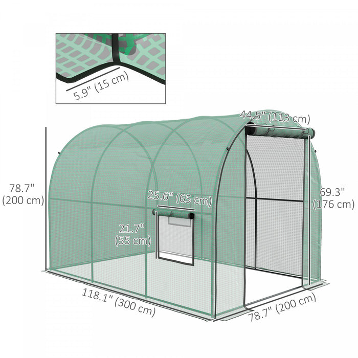 Outsunny Tunnel Greenhouse With Roll-up Door And Windows, 6.6'x10'x6.6'