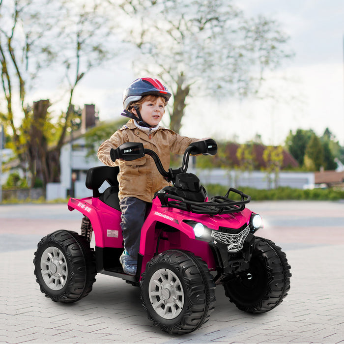 Costway 12v Kids Ride On Atv Electric 4-wheeler Quad 2 Speeds W/ Mp3 & Headlights Pink