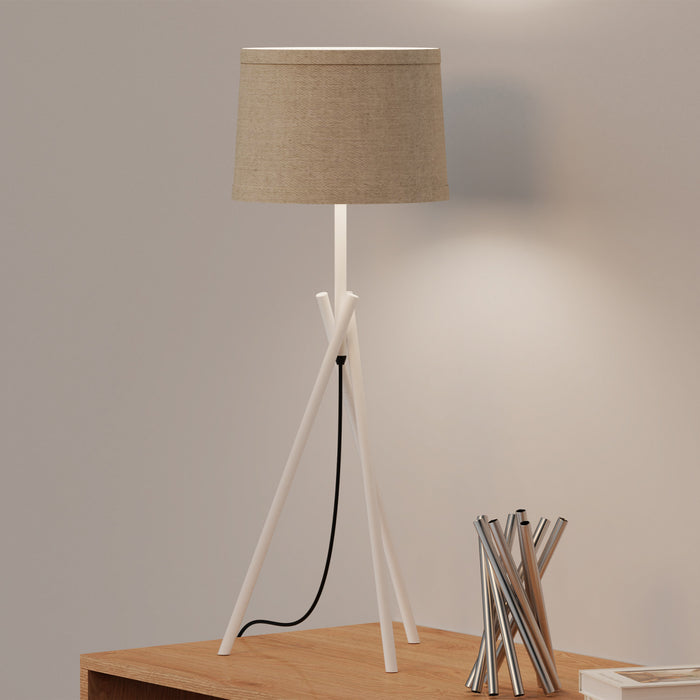 26\" White Sleek Crossed Legs Table Lamp with Fabric Shade 