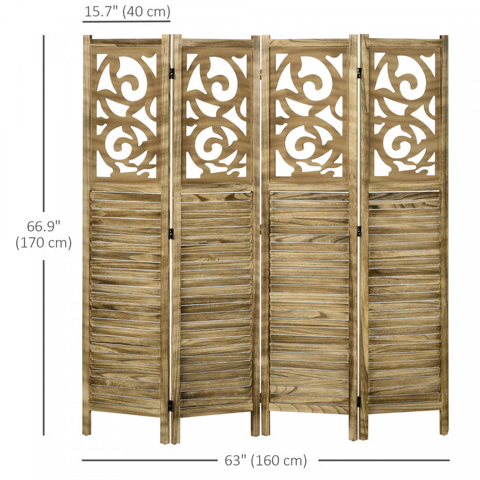 Homcom 4 Panel Room Divider, 5.6 Ft Folding Privacy Screens, Brown