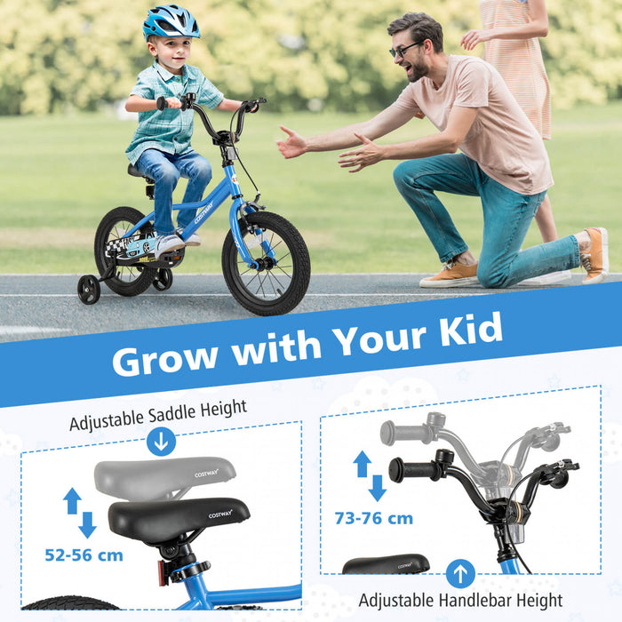 Costway 14\" Kids Training Bike With Removable Training Wheels Pneumatic Tires Navy