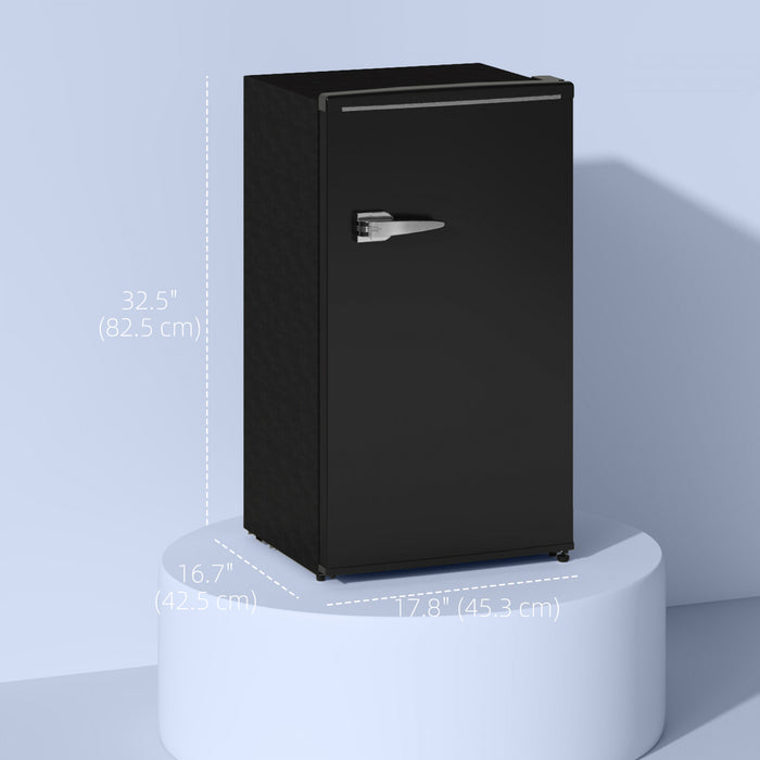 HOMCOM 3.1 Cu. Ft Retro Mini Fridge with Adjustable Thermostat, Black