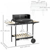 Outsunny Portable Outdoor Charcoal BBQ Grill with Adjustable Grill Height, Barbecue Trolley with Ash Catcher and Wheels for Outdoor Garden Party Cooking, Black