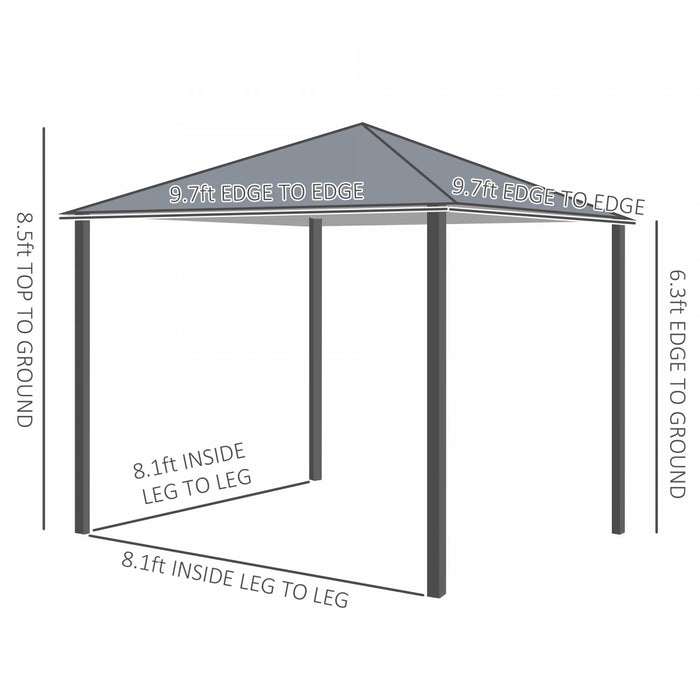 Outsunny 10' X 10' Patio Gazebo, Outdoor Gazebo Canopy Shelter With Netting & Curtains, Vented Roof, For Garden, Lawn, Backyard And Deck, Black