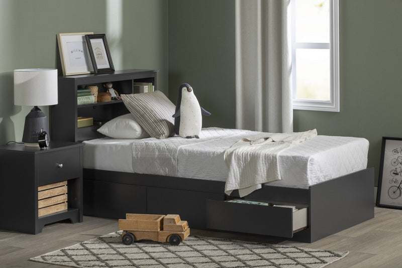 Vito Mate's Platform Storage Bed With 3 Drawers - Pure Black