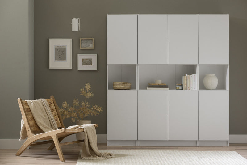 Liora Set Of Bookcase And 2 2-door Narrow Bookcases - Pure White 