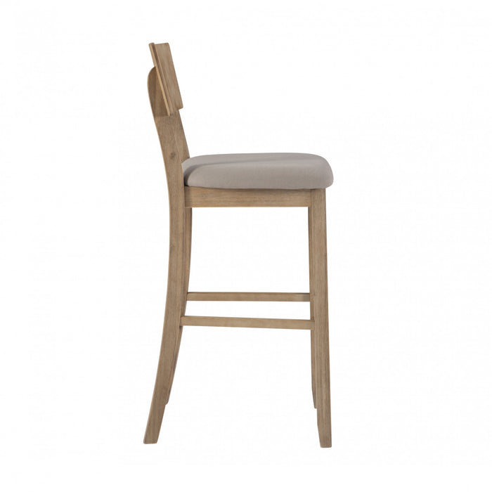Jorissen Linen-Look Fabric Barstool - Grey