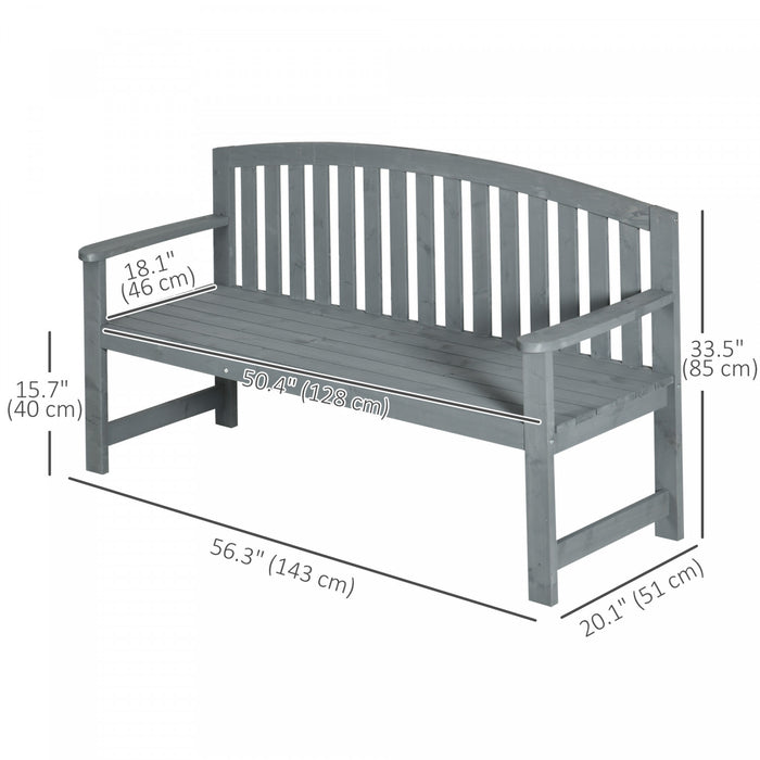 Outsunny 2 Seater Garden Bench With Slatted Design For Park Yard Outdoor
