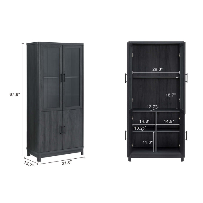 Jodie Mid-Century Modern 31\" Bookcase Cabinet in Charcoal Gray (6-Shelf) - Set of 3