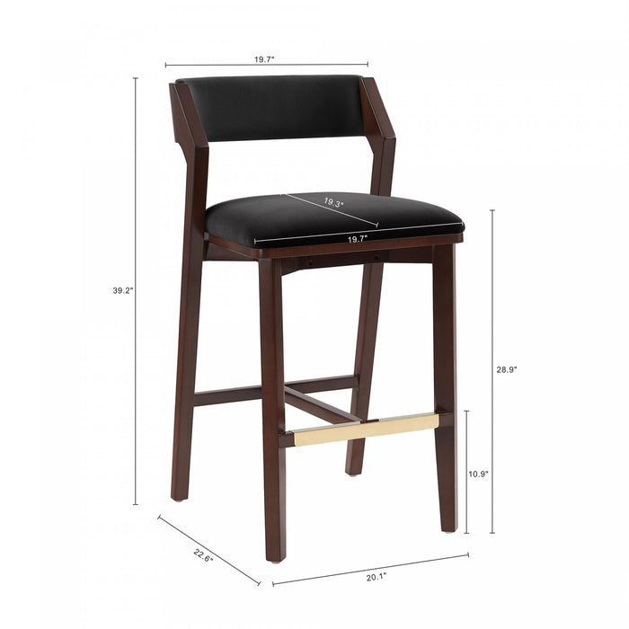 Patricia Modern Wood Upholstered Barstool in Black Bar Stool