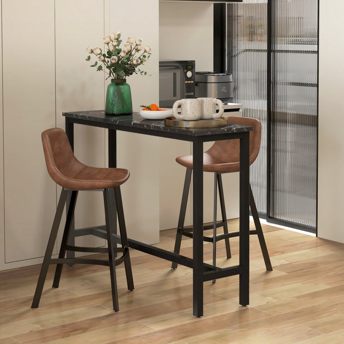 HOMCOM 27\" Counter Height Bar Stools Set of 2, Industrial Kitchen Stools