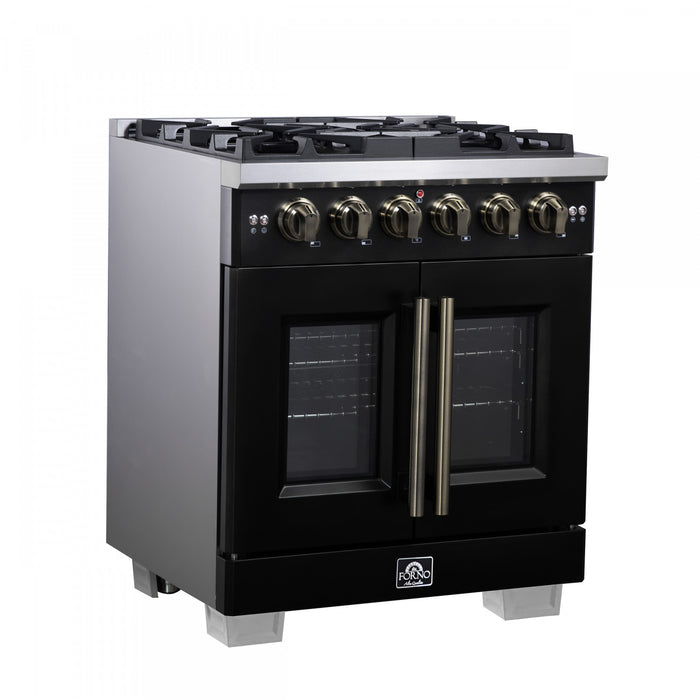 Forno Capriasca 30\" Black Gas Range 4.32 cu.ft -FFSGS6460-30BLK