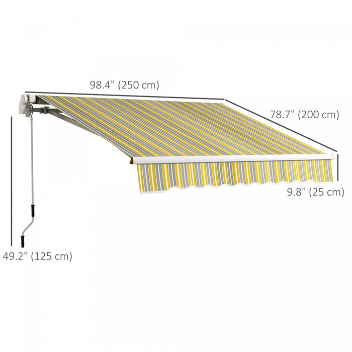 Outsunny 8' X 6.5' Retractable Awning With Led Lights, Uv40+, Yellow/grey